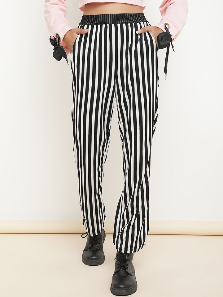 Black and white 2025 vertical striped jeans
