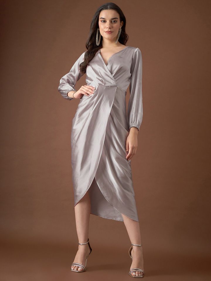 Buy MABISH By Sonal Jain V Neck Satin Wrap Dress Dresses for