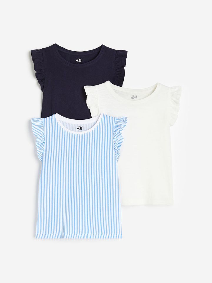 Buy H M Girls 3 Pack Cotton Jersey Vest Tops Tops for Girls