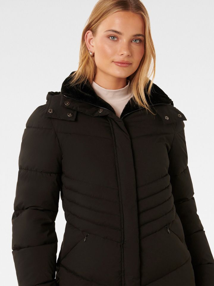 Padded coat clearance fur hood womens