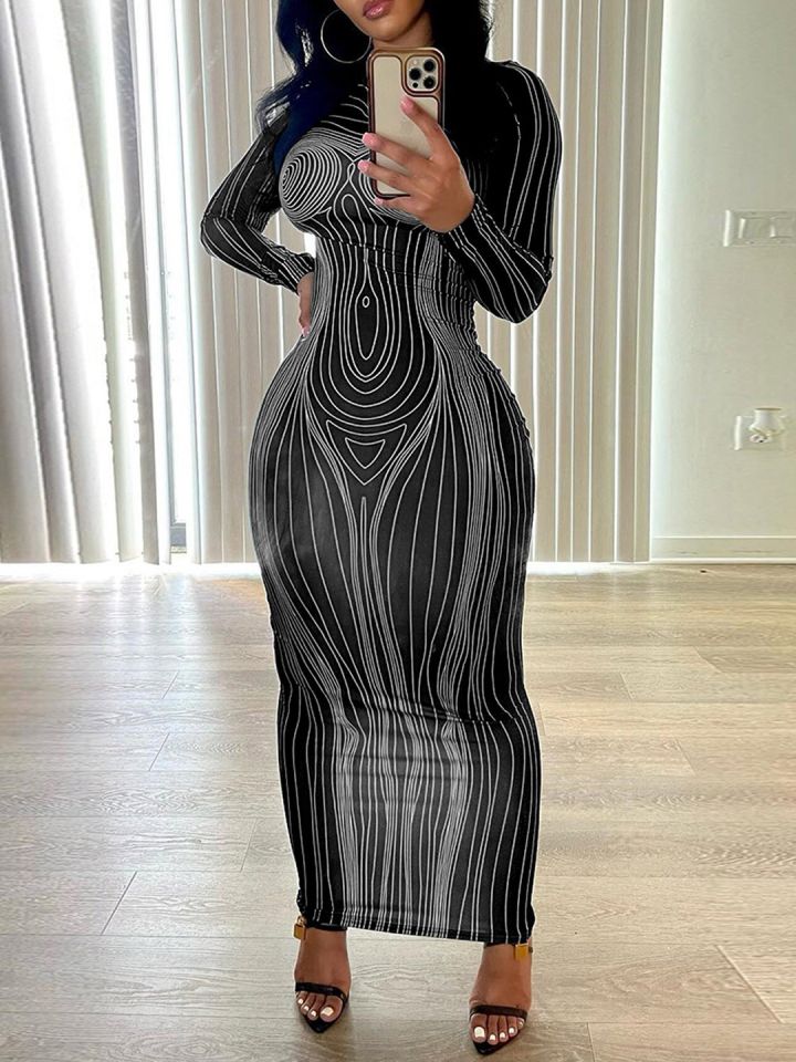 Striped bodycon 2025 maxi dress