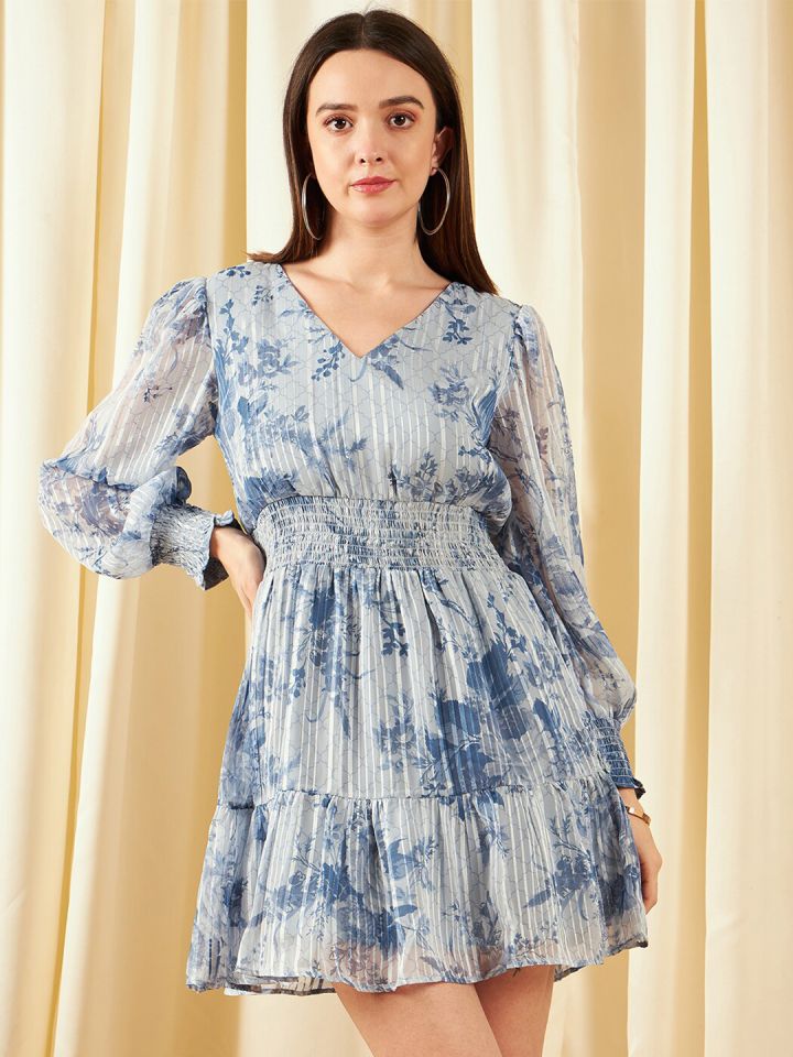 Blue Long Sleeve Peplum Dresses for Women - Up to 62% off