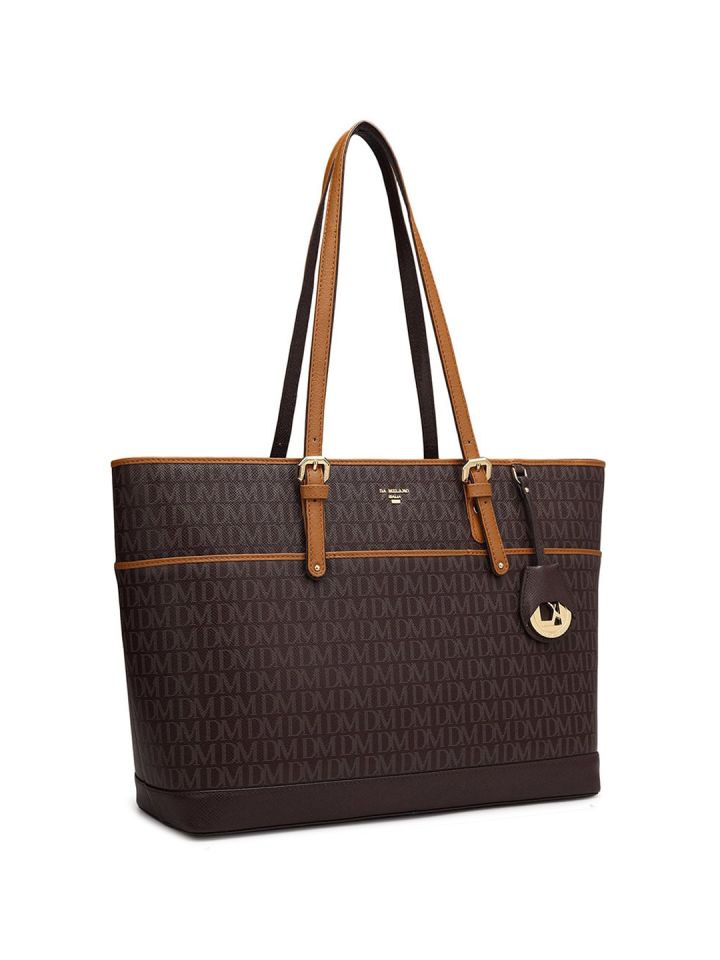 Buy Da Milano Typography Printed Shopper Leather Tote Bag