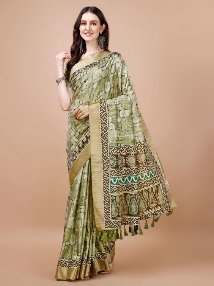 Myntra tussar 2025 silk saree