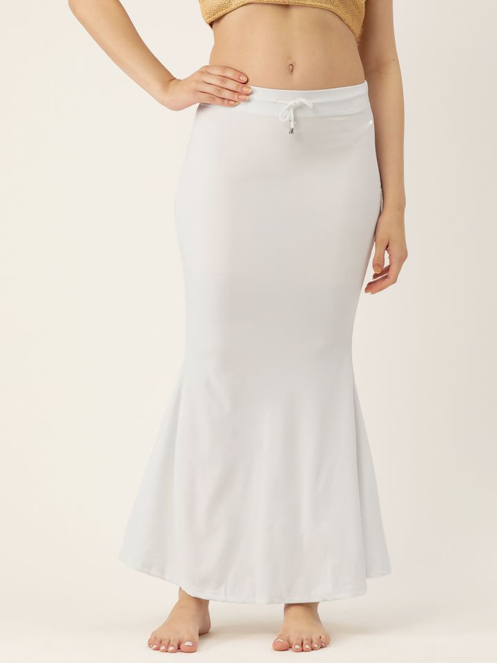 White Saree Shapewear with side slit & mermaid shape