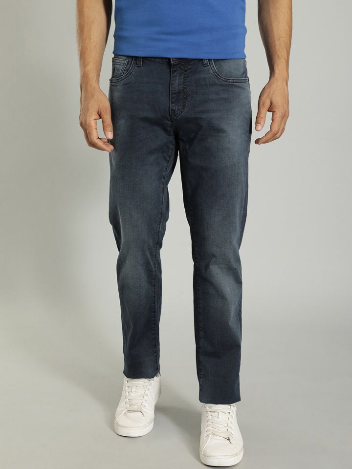 Buy Indian Terrain Men Brooklyn Slim Fit Mid Rise Dark Shade Clean