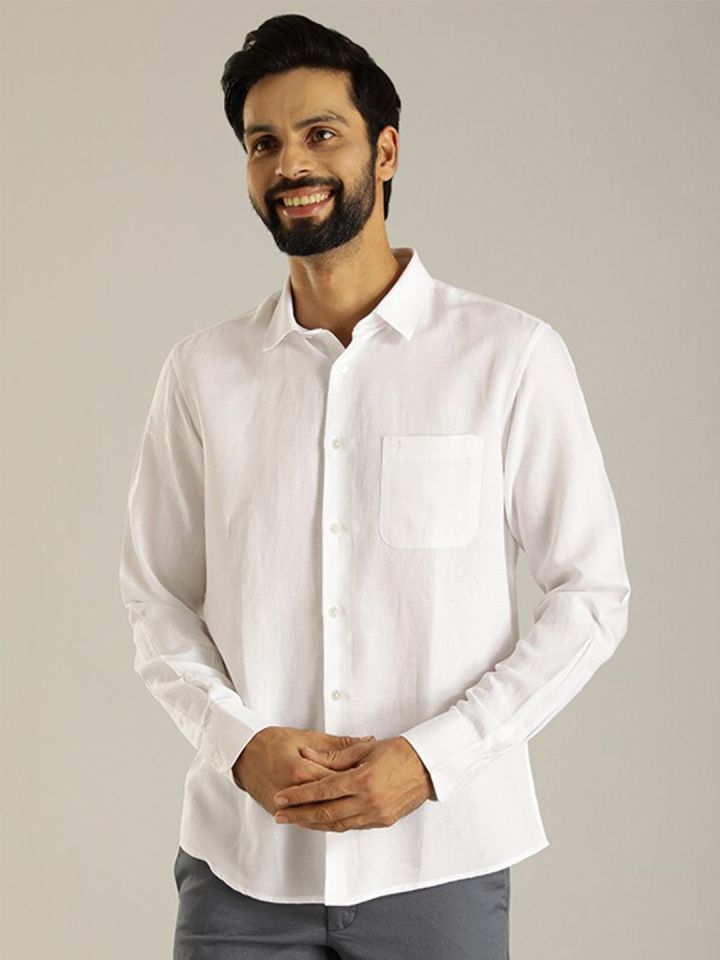 Buy Indian Terrain Linen Slim Fit Opaque Casual Shirt Shirts for