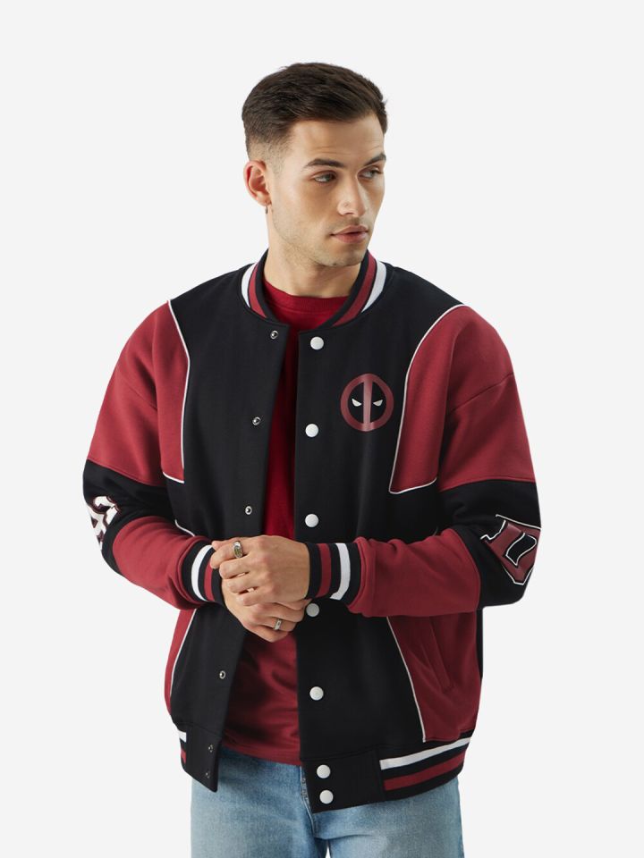 Red and black varsity jacket hotsell