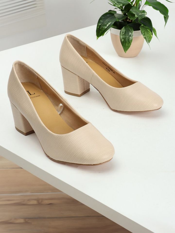 Beige block heel shoes sales