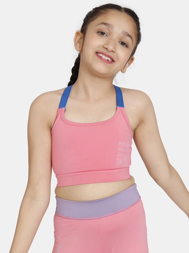 Buy Zelocity By Zivame Girls Full Coverage Lightly Padded Workout Bra With  Anti Bacterial - Bra for Girls 26886696