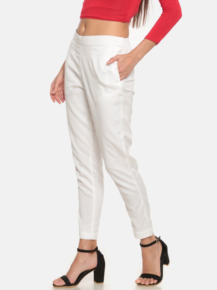 Buy GO COLORS Women Light Blue Solid 100% Cotton Pants Online at Best  Prices in India - JioMart.