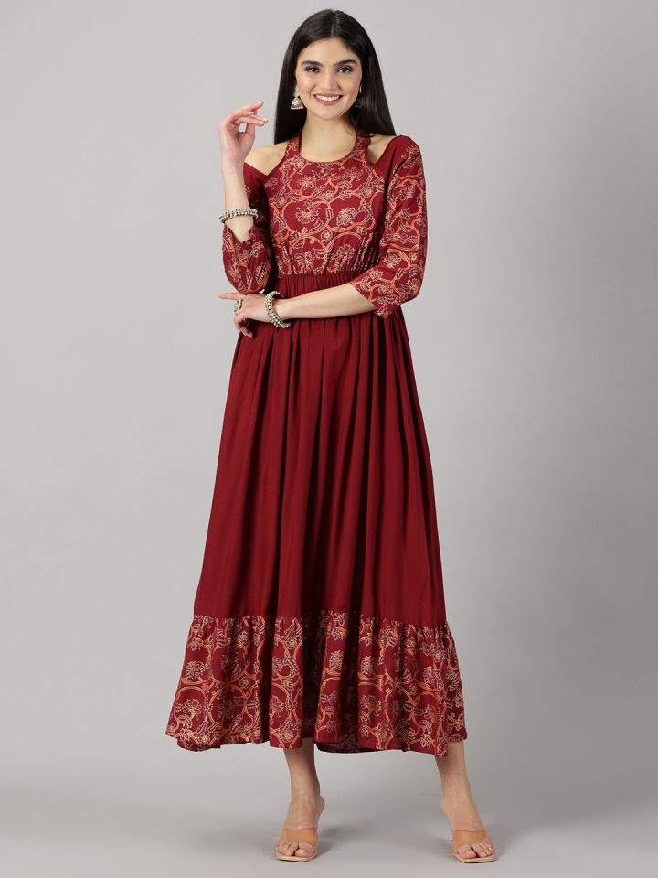 Cold shoulder ethnic discount dress