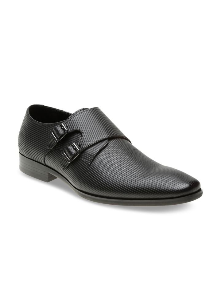 Buy ALDO Men Black Leather Monk Shoes 