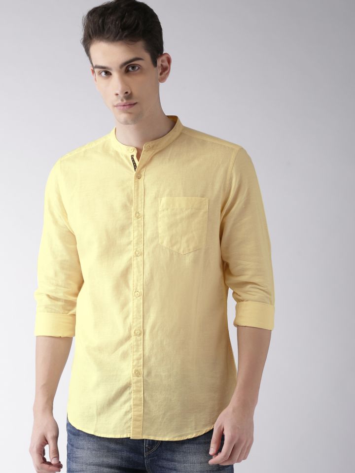 Yellow casual hotsell shirt