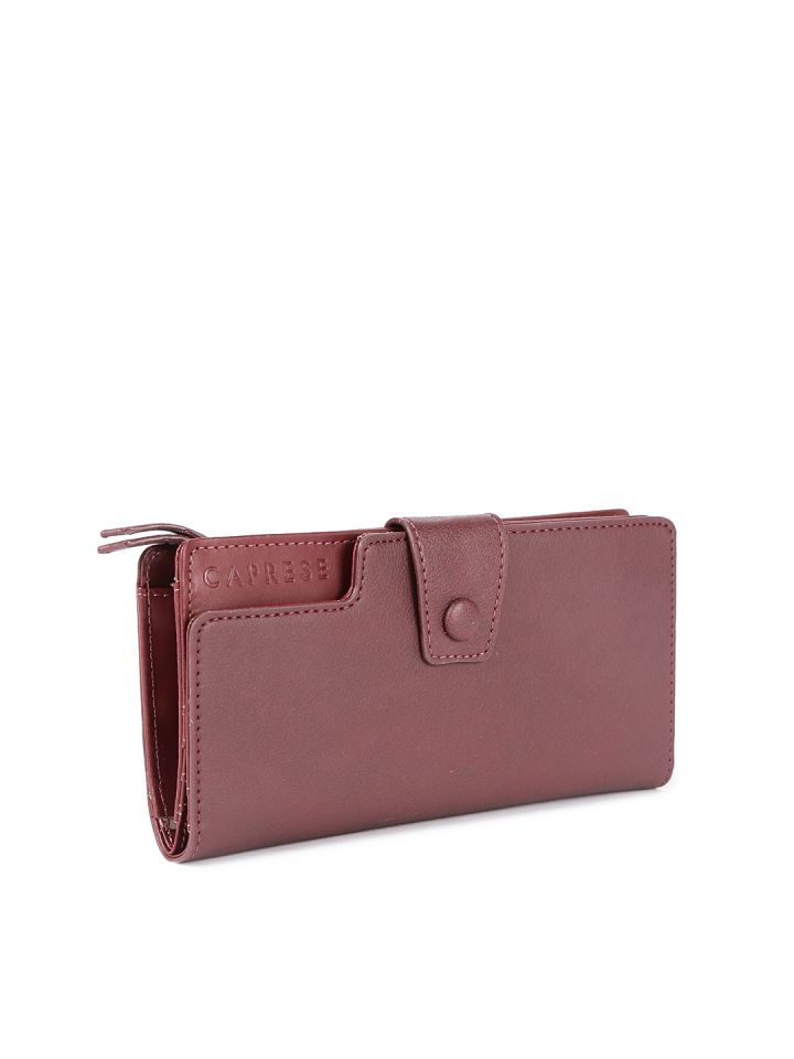 Buy Caprese Women Burgundy Solid Zip Around Wallet Wallets for