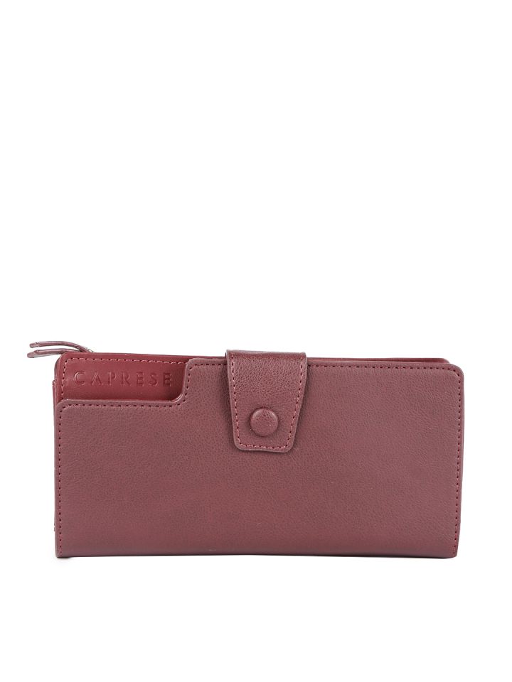 Buy Caprese Women Burgundy Solid Zip Around Wallet Wallets for