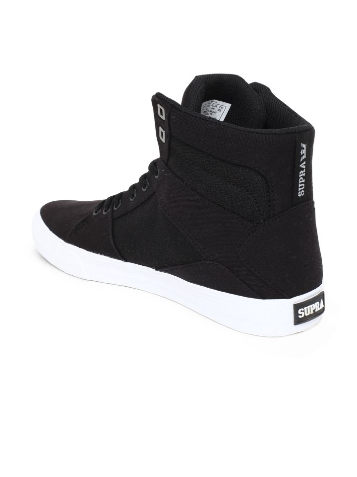 Buy Supra Men Black Solid Canvas Mid Top Sneakers Casual Shoes