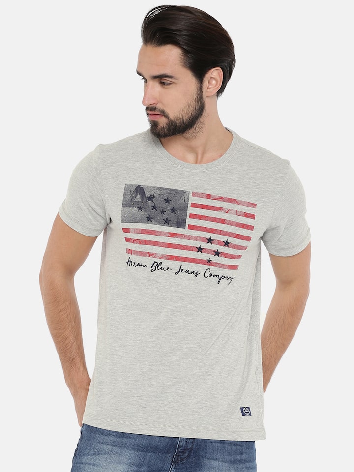 Buy Arrow Blue Jean Co. Men Grey Printed Round Neck T Shirt - Tshirts For  Men 3003767 | Myntra