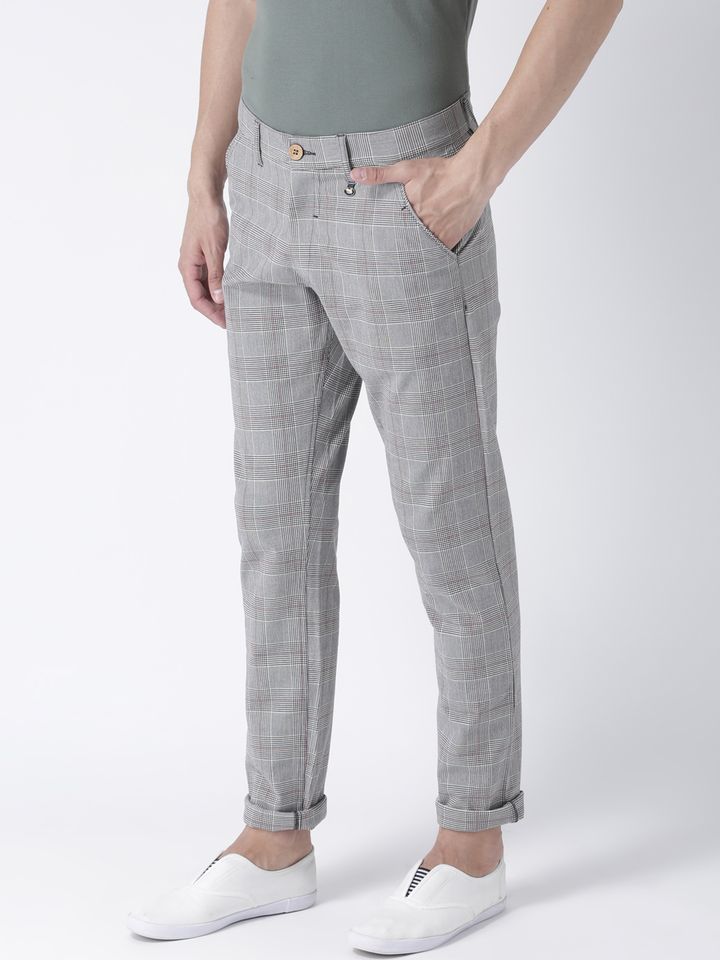 checked chino trousers