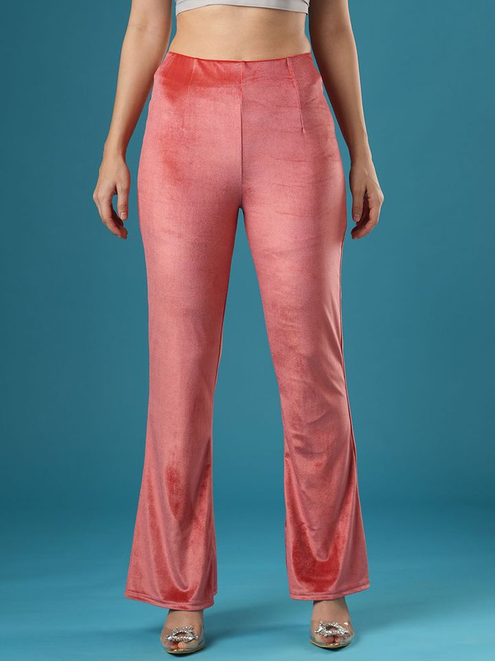 Globus Women Mid Rise Stretchable Slim Fit Flared Treggings