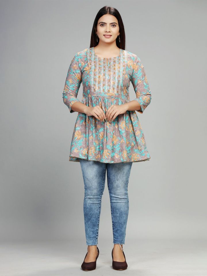 Buy COTTON CULTURE Floral Printed Pure Cotton Anarkali Kurti Kurtis for Women 30237720 Myntra