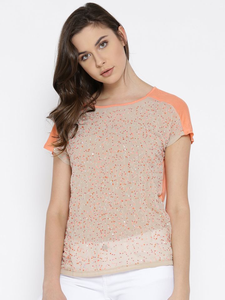 Peach sales sequin top