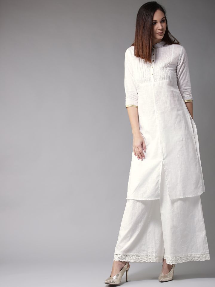 White solid discount straight kurta