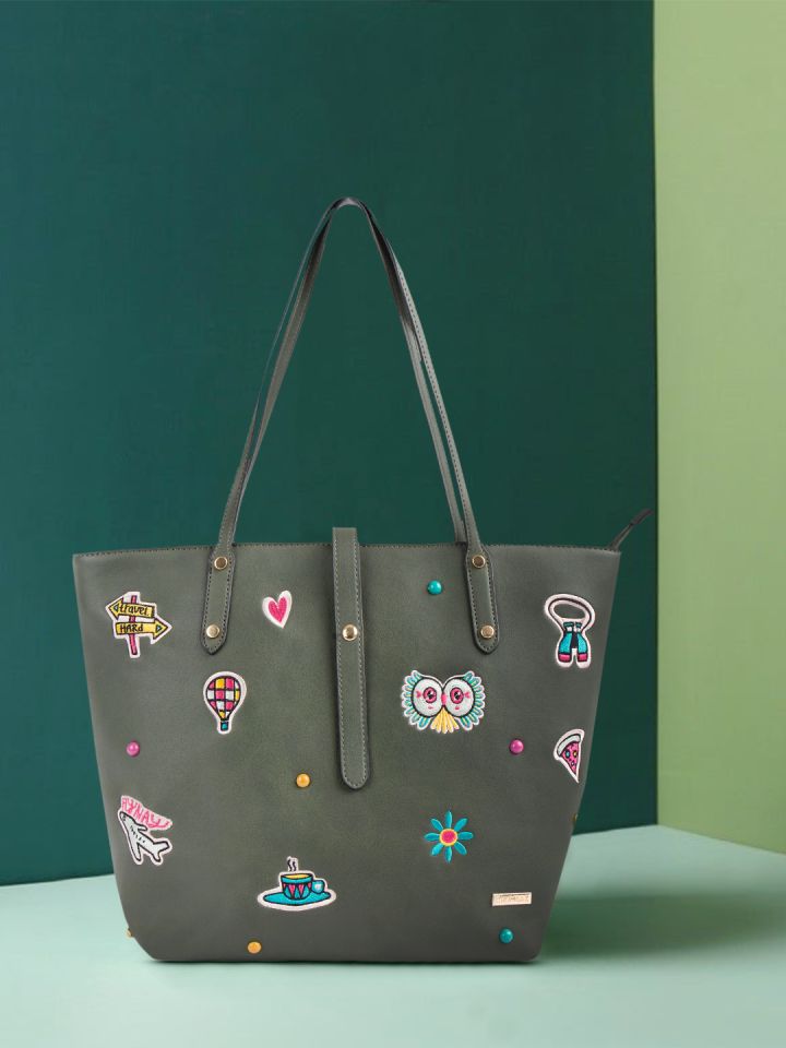 Olive green tote store bag