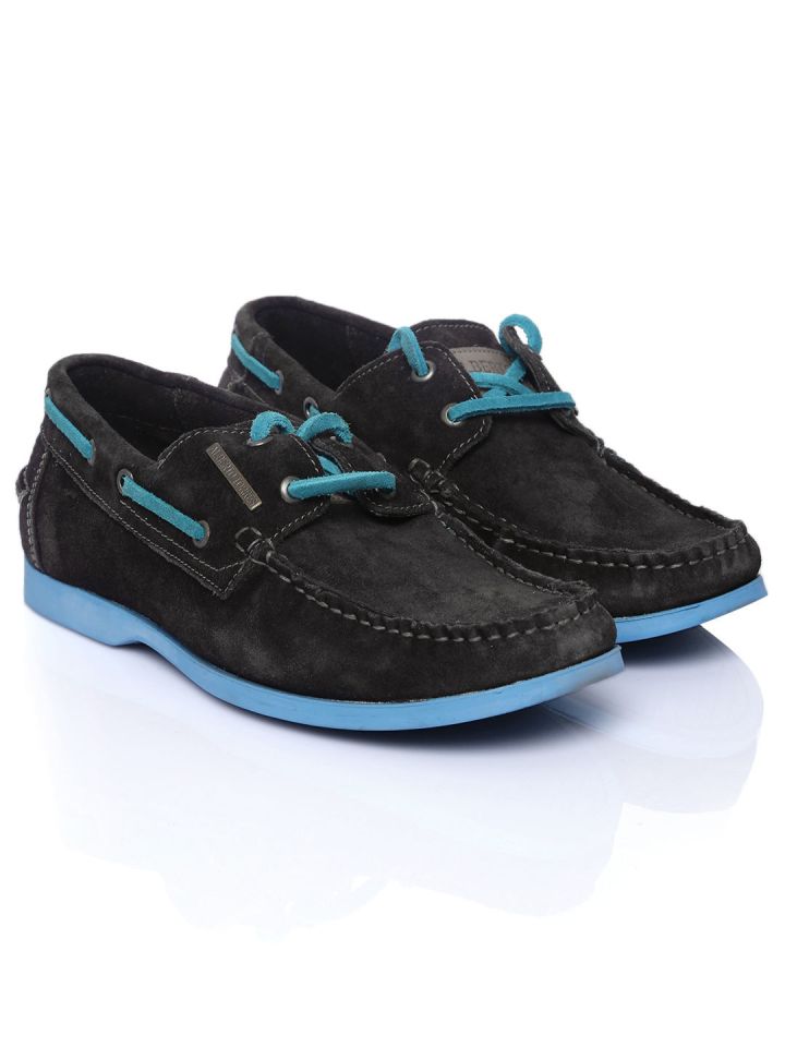 black suede boat shoes