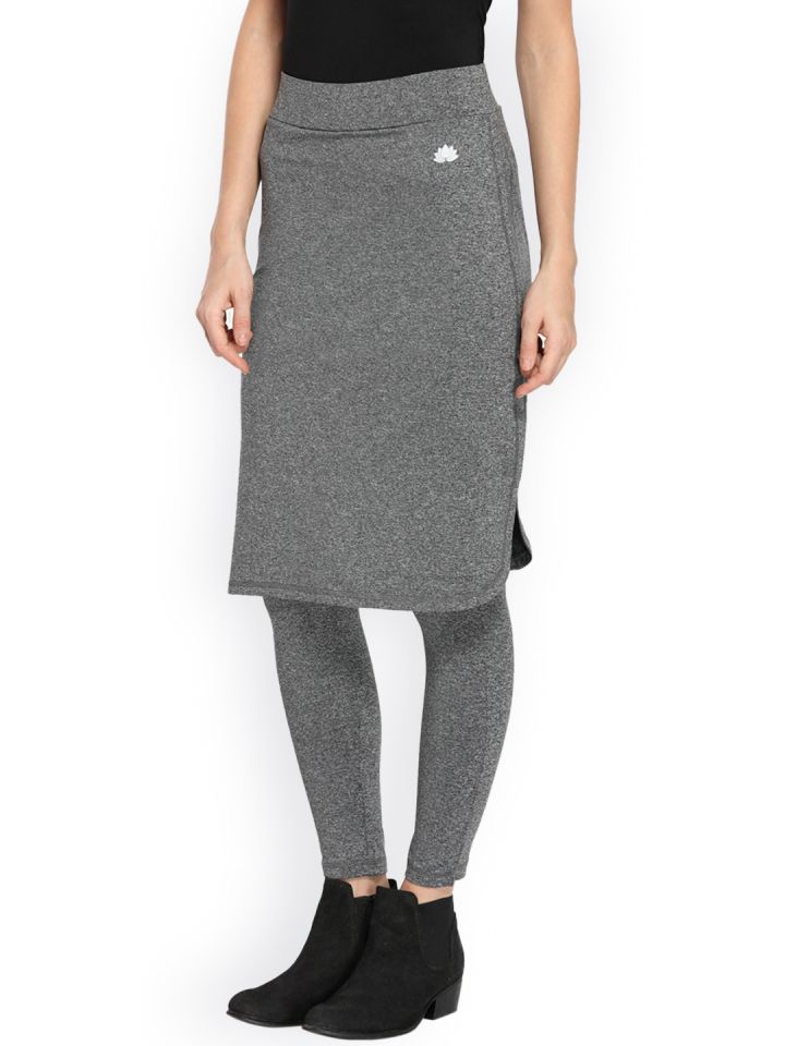 Buy SNOGA ATHLETICS USA Charcoal Solid Shirt Tail Hem Skirt