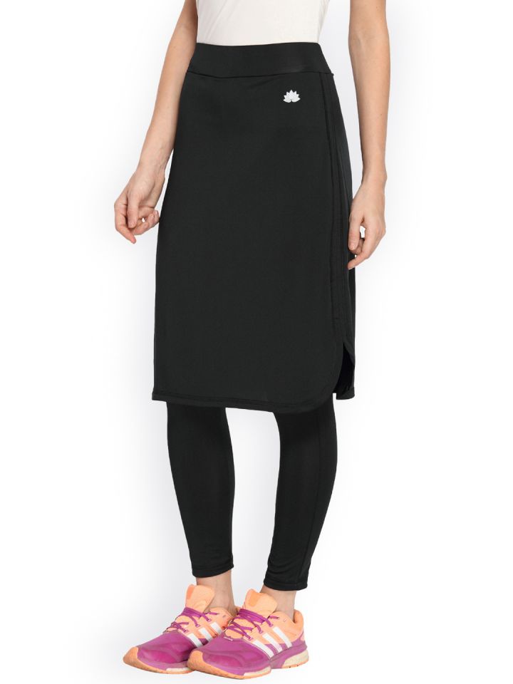 Buy SNOGA ATHLETICS USA Black Solid Shirt Tail Hem Skirt With