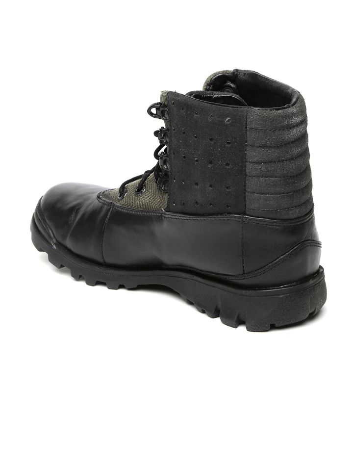 Woodland Men Black Leather Boots