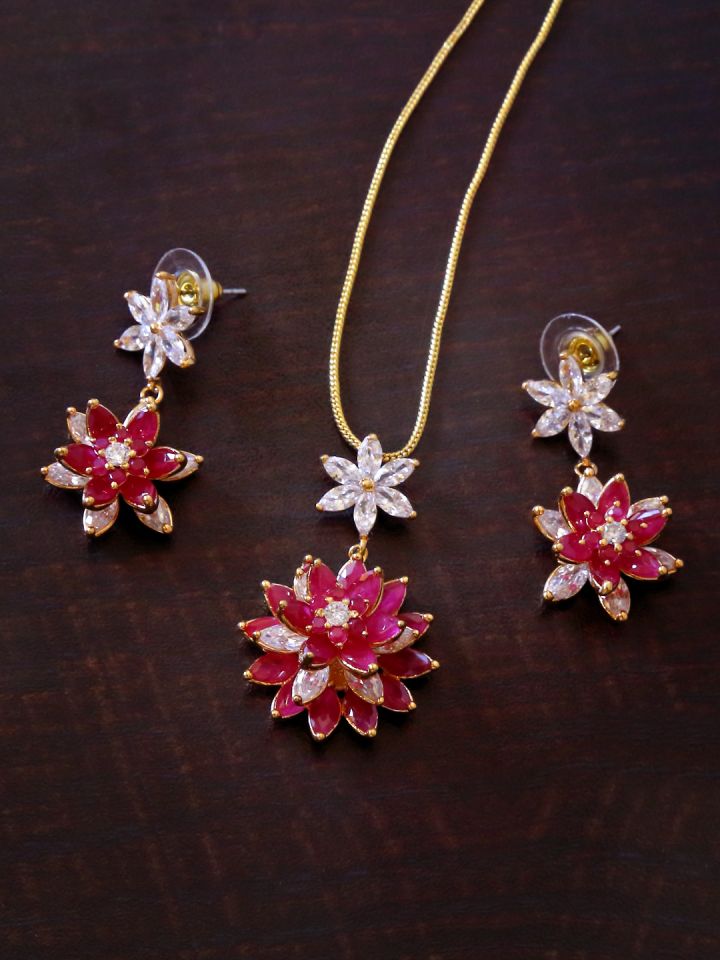 Pink discount pendant set