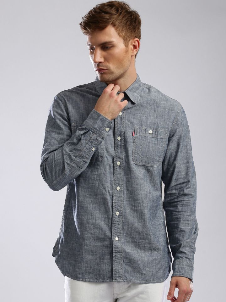 Buy Levis Men Denim Blue Slim Fit Casual Shirt - Shirts for Men 376112 |  Myntra
