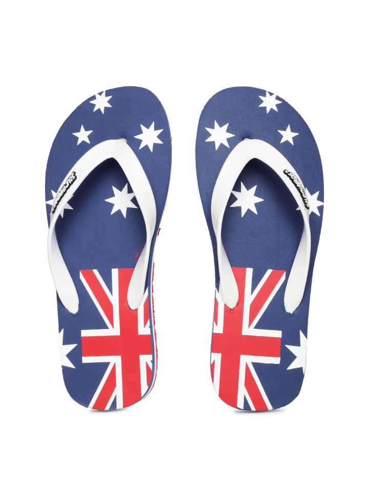 Buy Solethreads Men White Blue Printed Aussie Flip Flops Flip