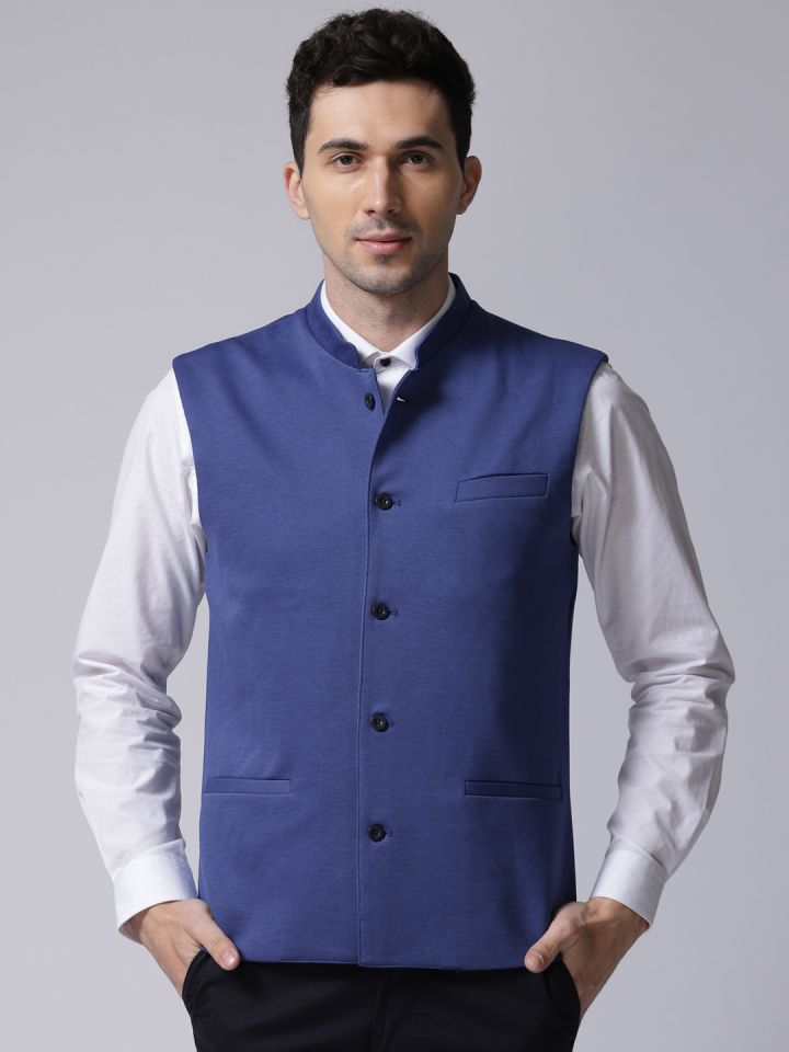 True blue nehru jacket sales