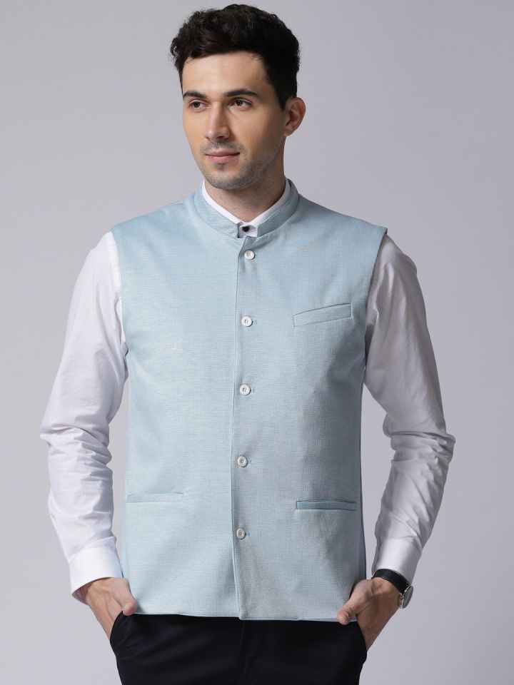 Buy True Blue Men Blue Self Design Nehru Jacket Nehru Jackets