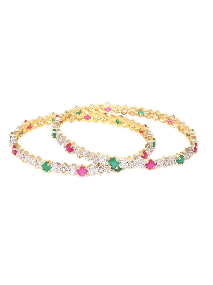 Buy Voylla Khanak Zircon Studded Gold Plated Bangles Bangle For Women 3889134 Myntra All in all, voylla is your one stop online store for online indian bridal jewellery. voylla khanak zircon studded gold plated bangles