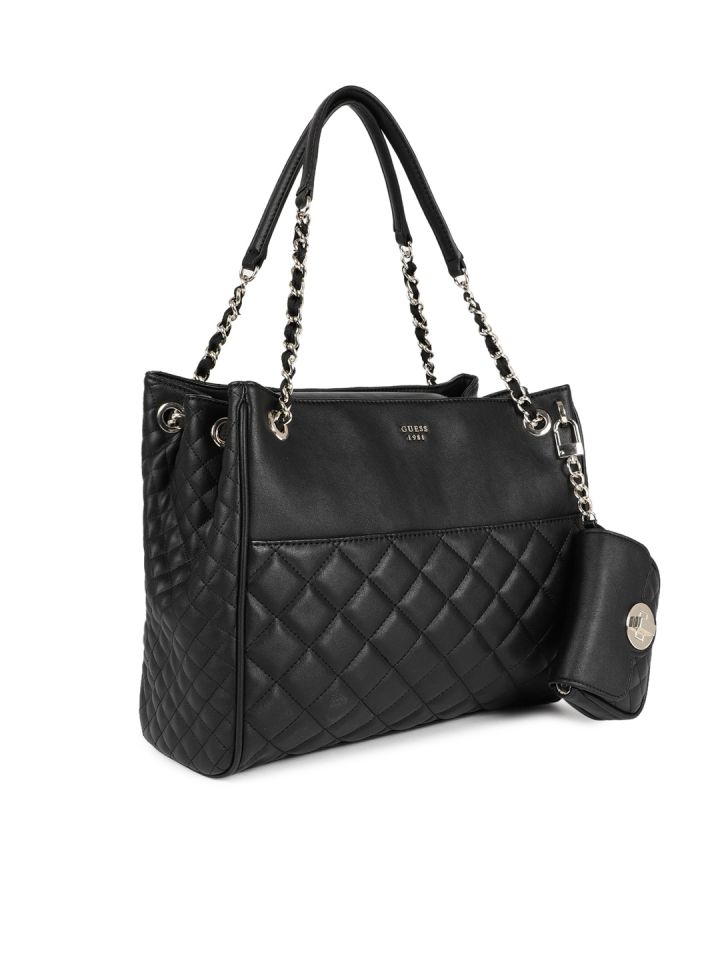 GUESS Black Textured Leather Shoulder Bag