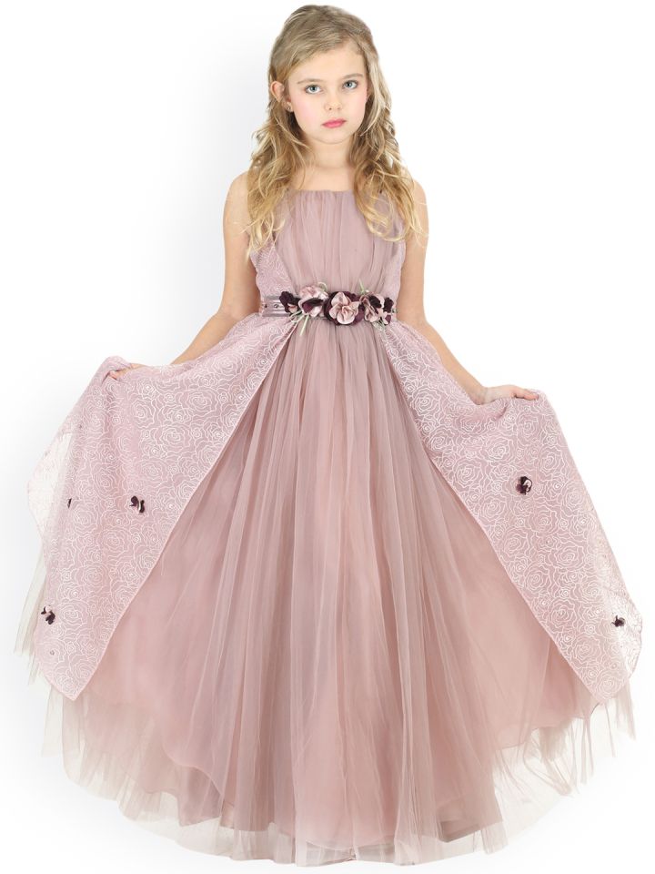 CUTECUMBER Girls Pink Solid Maxi Dress
