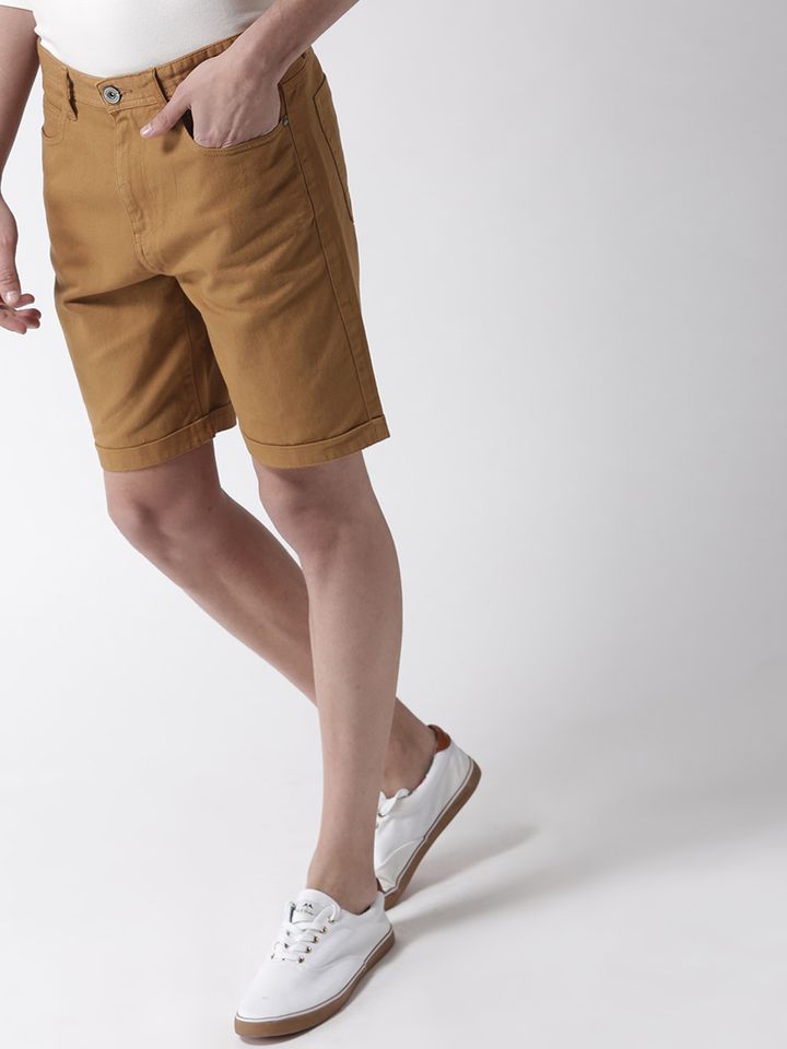mens beige denim shorts