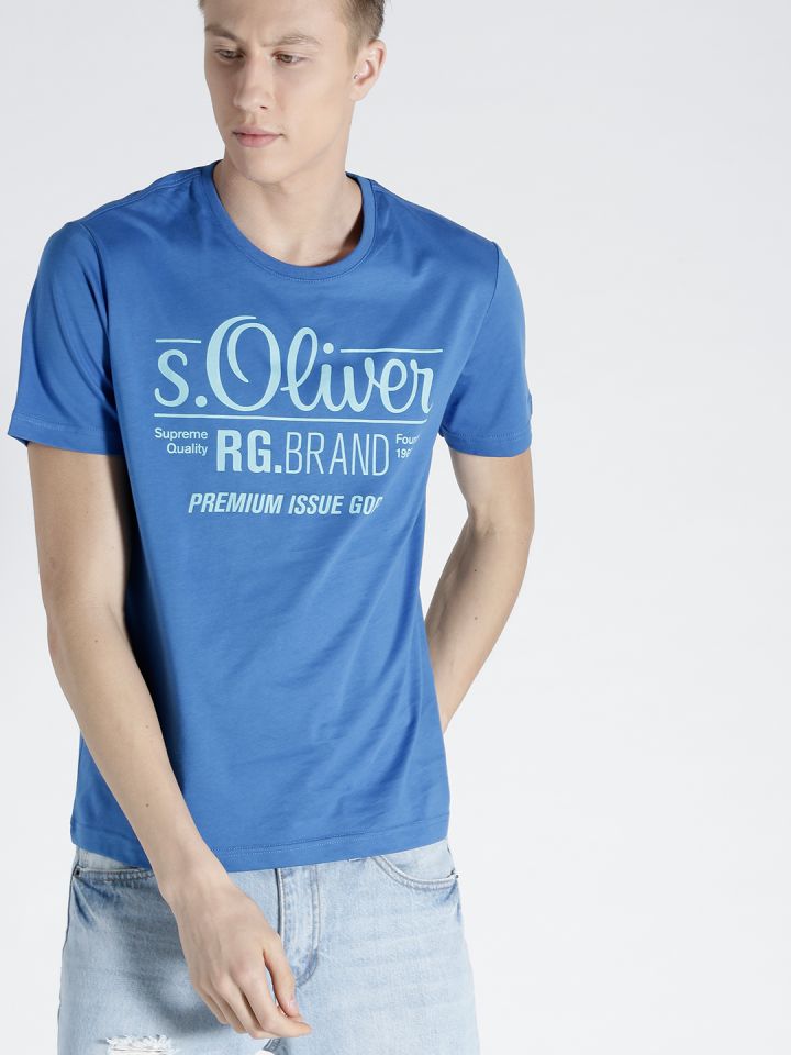 Buy S.Oliver Men Blue Printed Round Neck T Shirt - Tshirts for Men 4242246 |