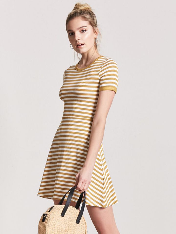 Yellow striped shop dress forever 21