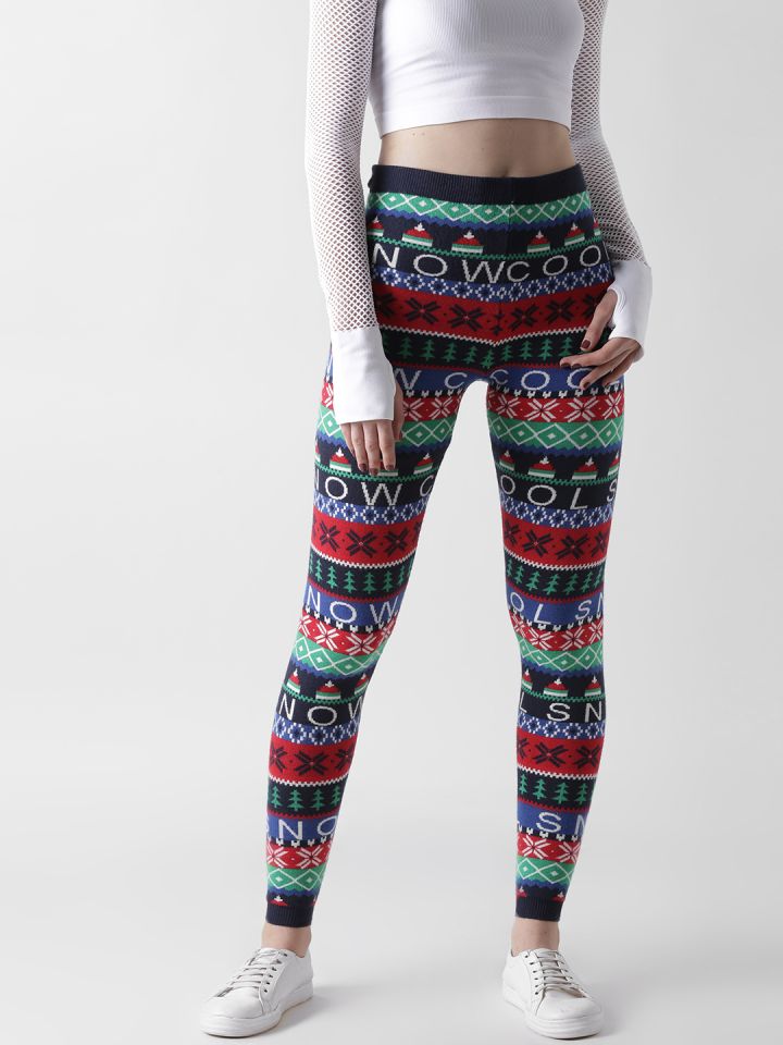 FOREVER 21 Multicoloured High Rise Patterned Leggings