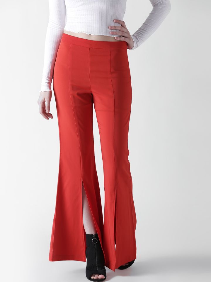 Women's Boot Cut Regular Trouser (Red)