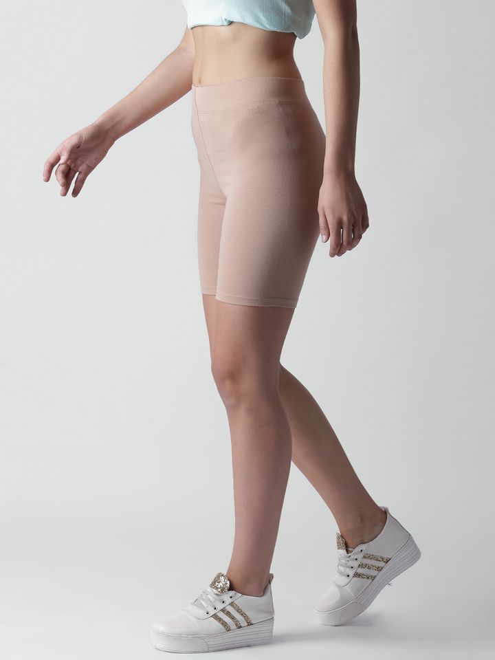 Buy Forever 21 Women Nude Coloured Solid Regular Fit Cycling