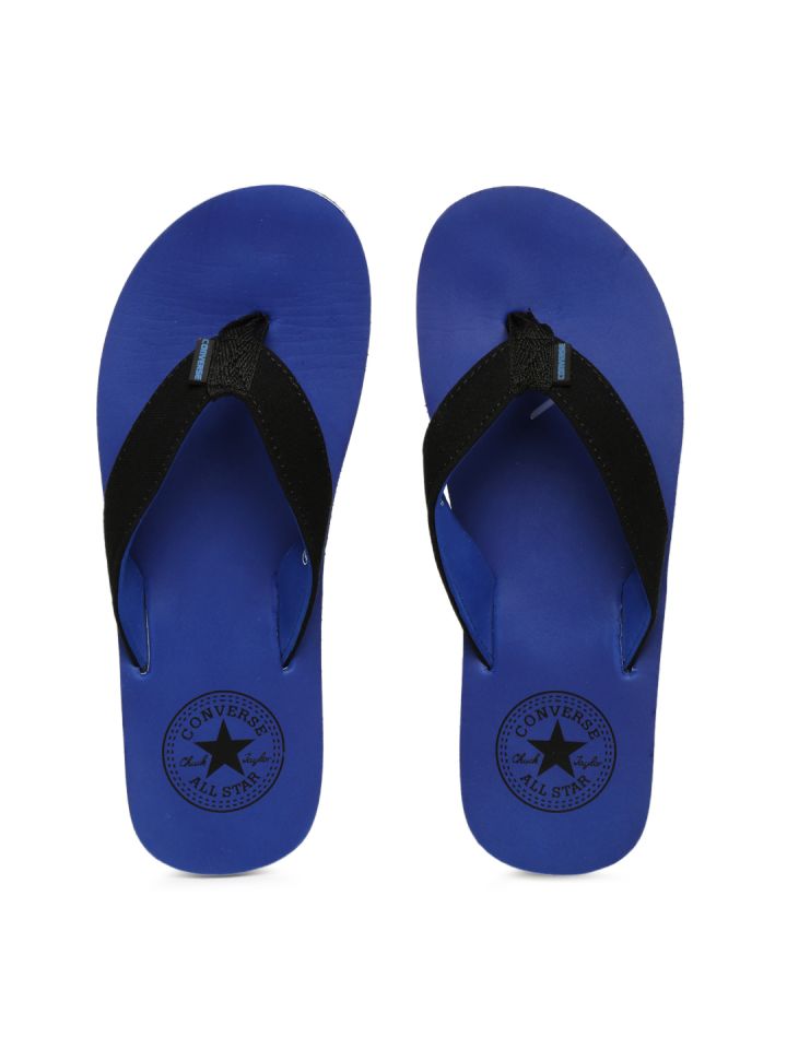 Converse Men Black Blue Solid Thong Flip Flops