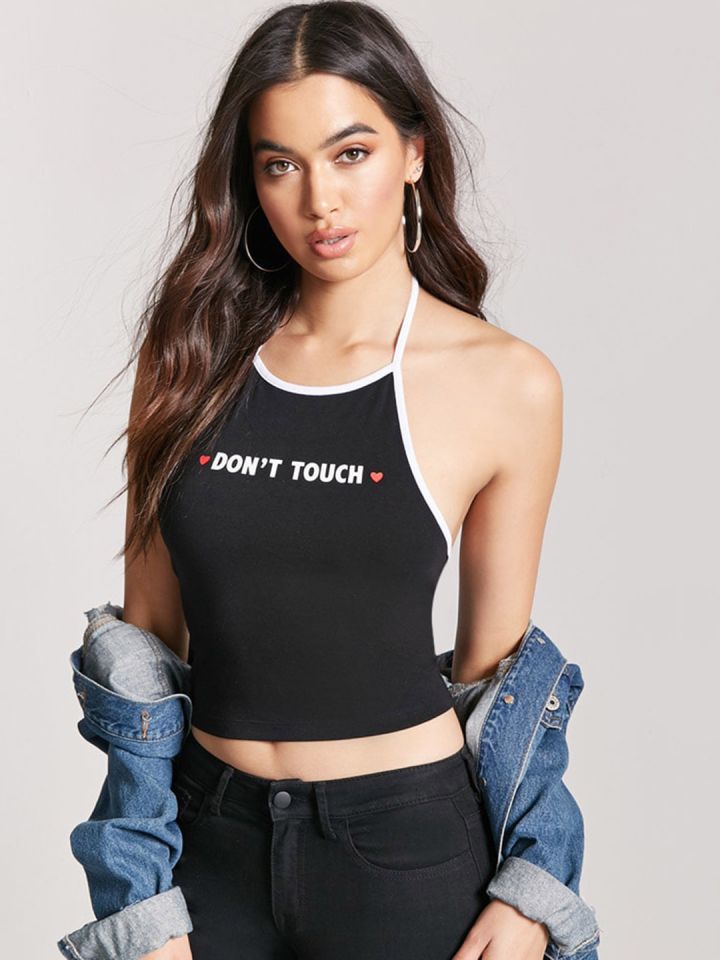 Forever 21 black halter top sales