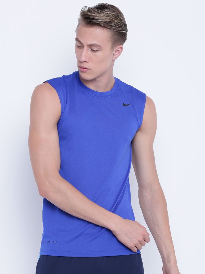 Nike Men Blue Solid AS DRY SL LGD 2.0 Training T shirt