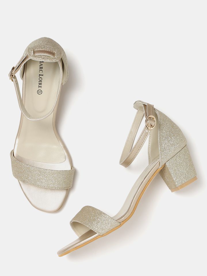 Marc Loire Women Gold Toned Shimmer Block Heels
